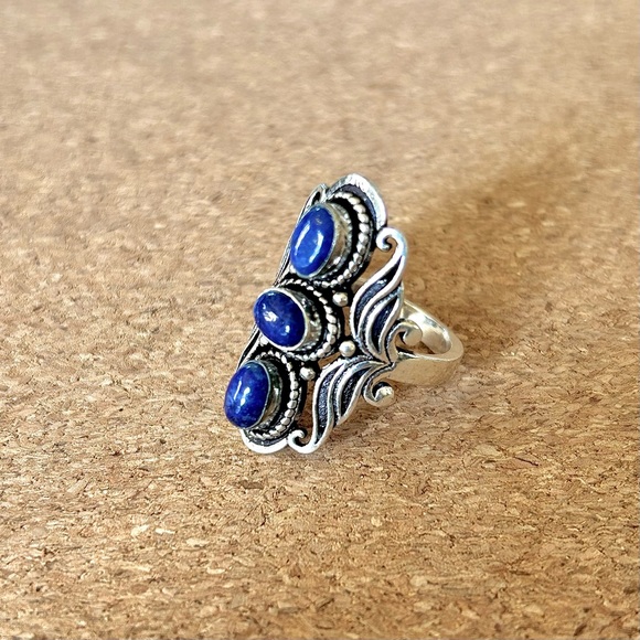 Lapis Lazuli ring set in 925 Silver - Picture 4 of 6